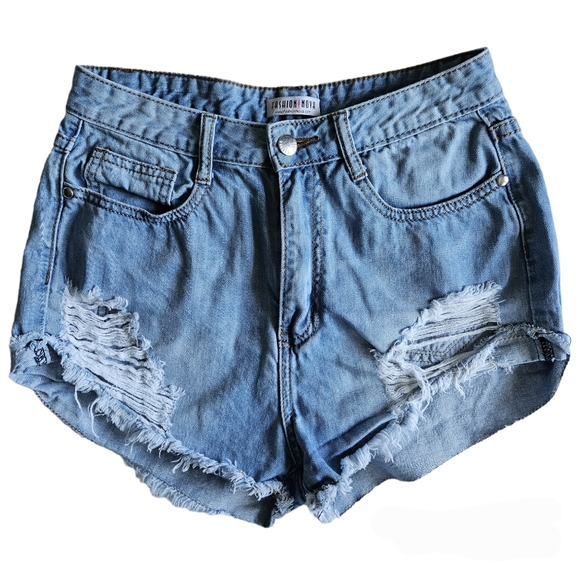 Fashion Nova Pants - Fashion Nova Hi-Rise Cut-Off Denim Shorts Size Medium (28)